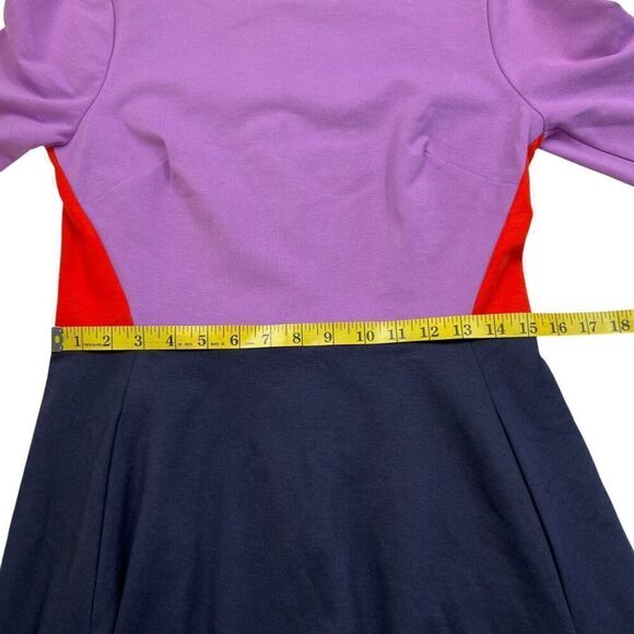 Boden Colorblock Ivy Ponte Stretch Dress Navy Purple Size 8R - Picture 7 of 10